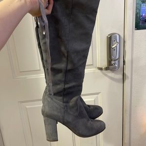 Grey tall boots size 8 suede